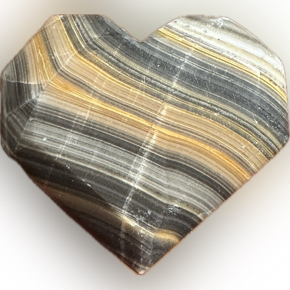 Banded Yellow Onyx Heart Crystal